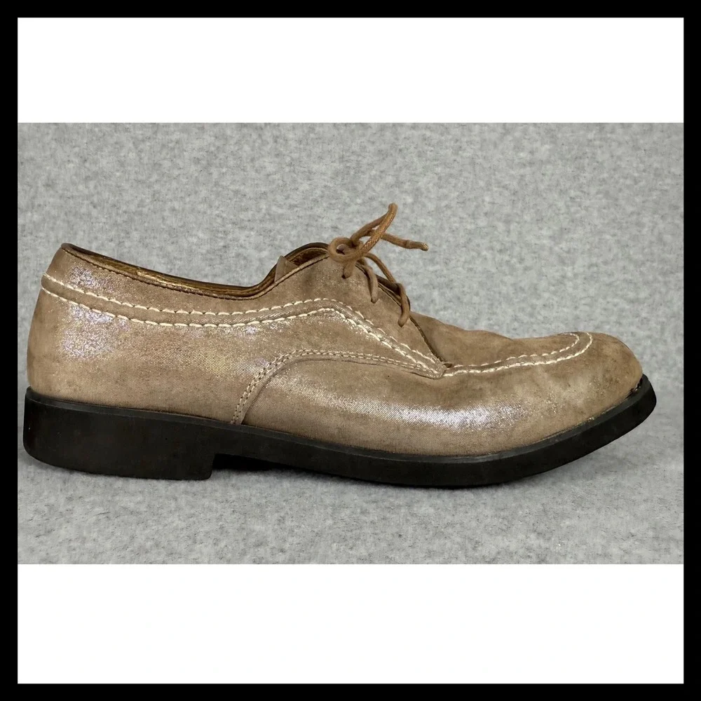 Vintage Hush Puppies Womens Moc Toe Oxford Shoes Size‎ 8 Taupe Beige Suede Sheen